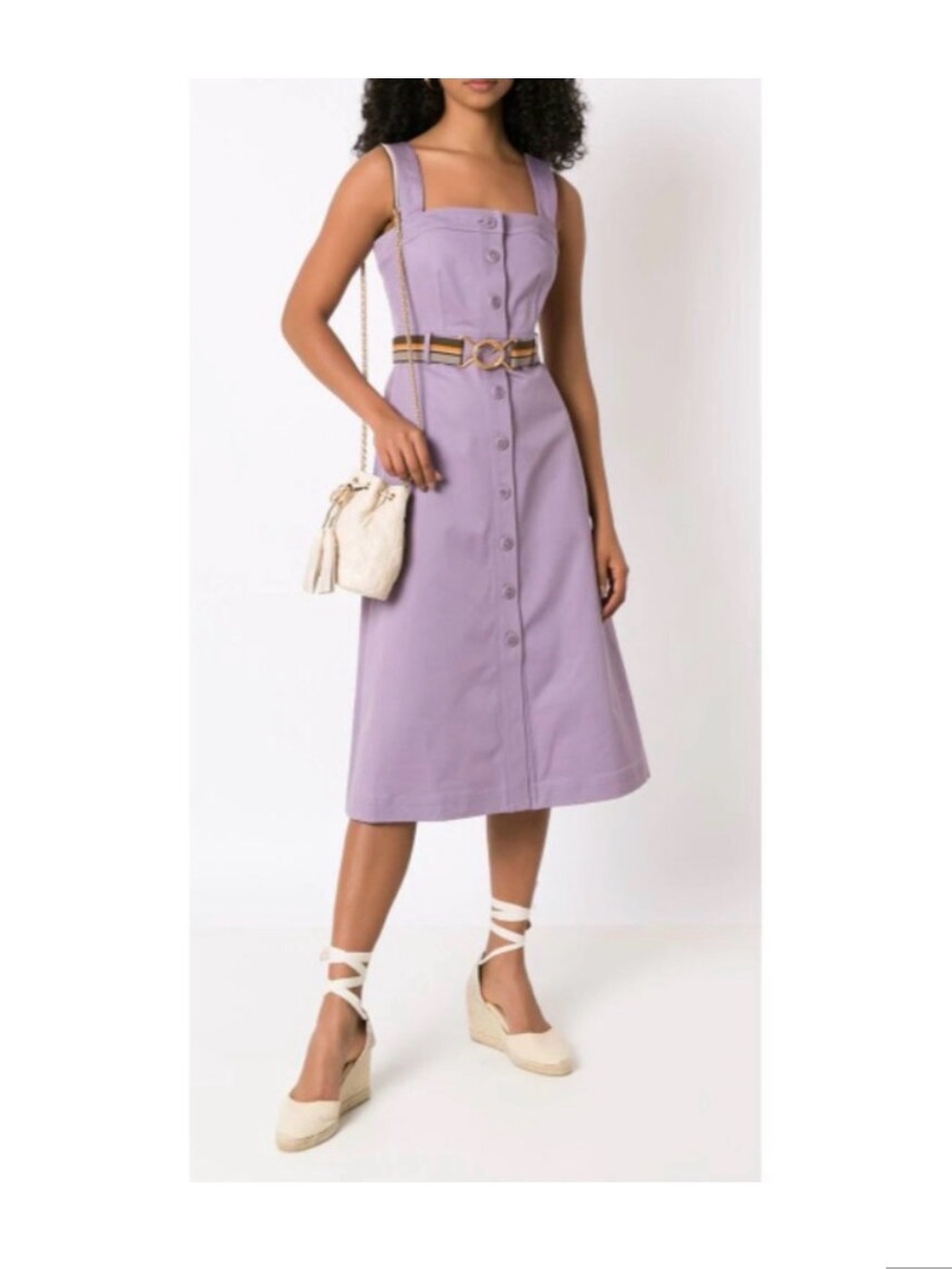 Tory Burch Lavender Button-Front Midi Dress